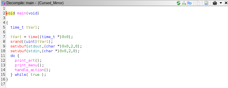 Ghidra: main function Image