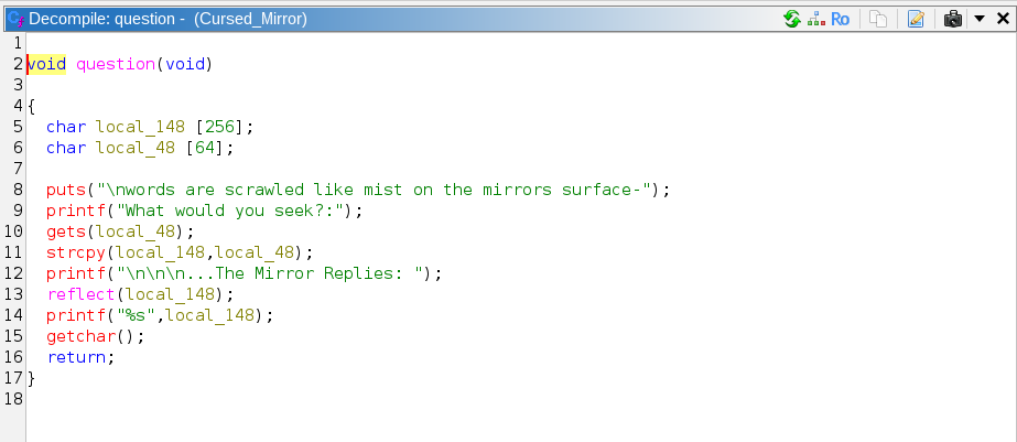Ghidra: question function Image