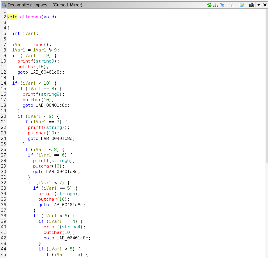 Ghidra: glimpses function Image